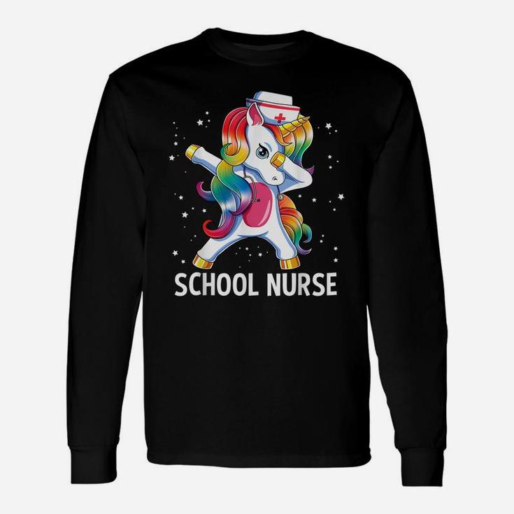 Dabbing Unicorn Funny School Nurse Medical Nursing Gift Unisex Long Sleeve