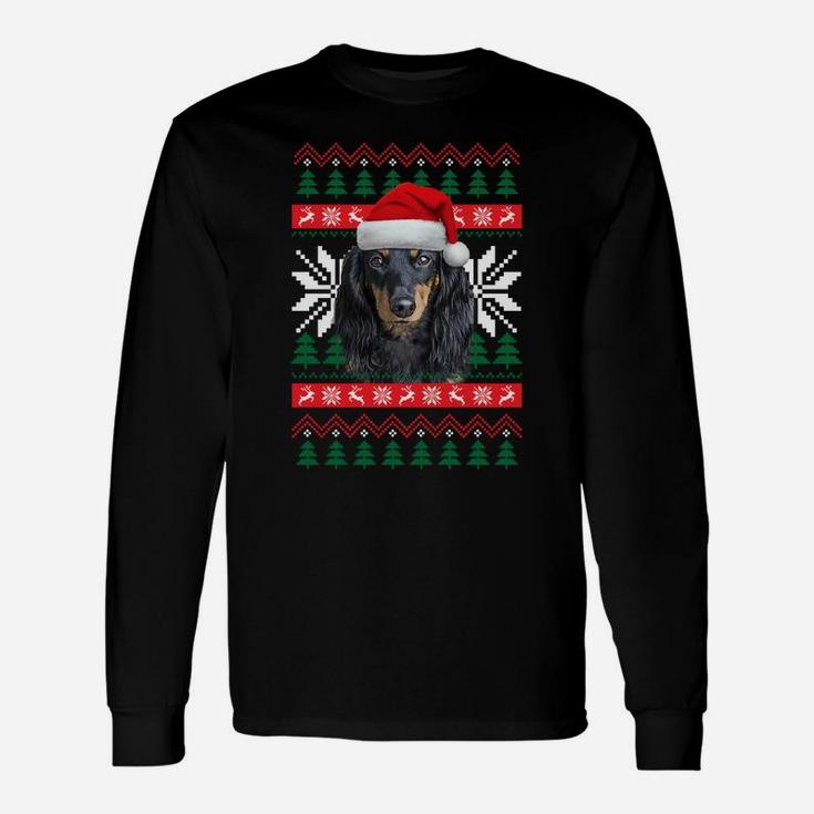 Dachshund Ugly Christmas Santa Hat Doxie Dog Xmas Gift Sweatshirt Unisex Long Sleeve