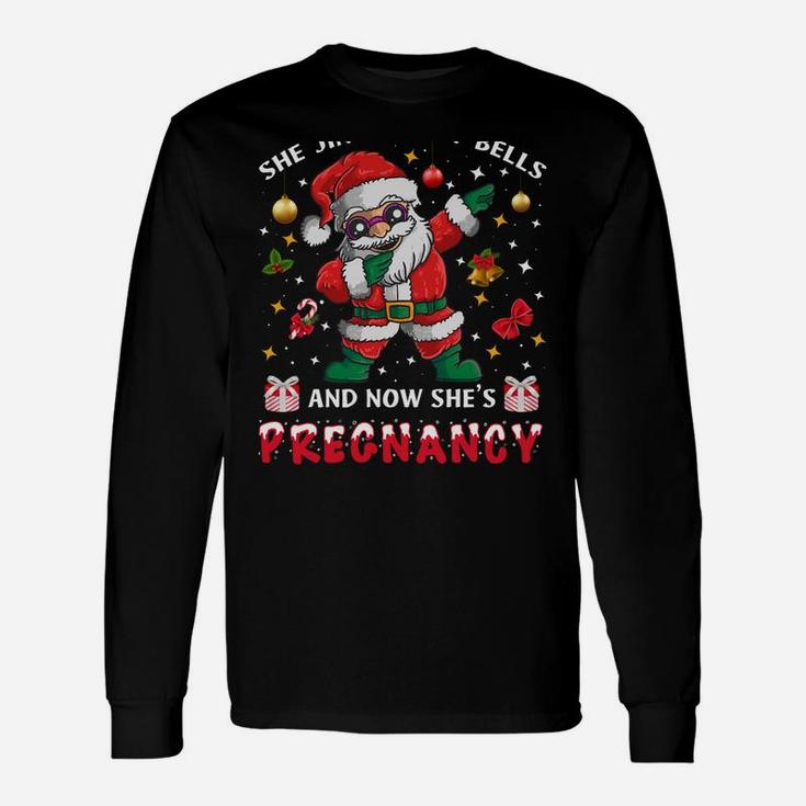 Dad Santa Christmas Pregnancy Announcement Papa Christmas Sweatshirt Unisex Long Sleeve