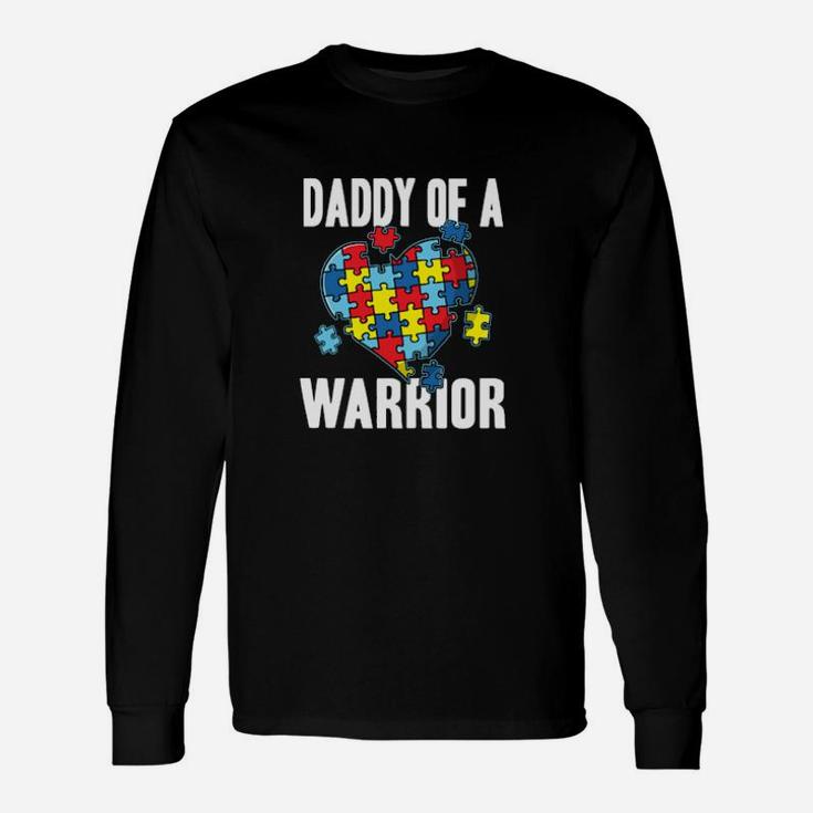 Daddy Of A Warrior Cute Autism Awareness Puzzle Long Sleeve T-Shirt