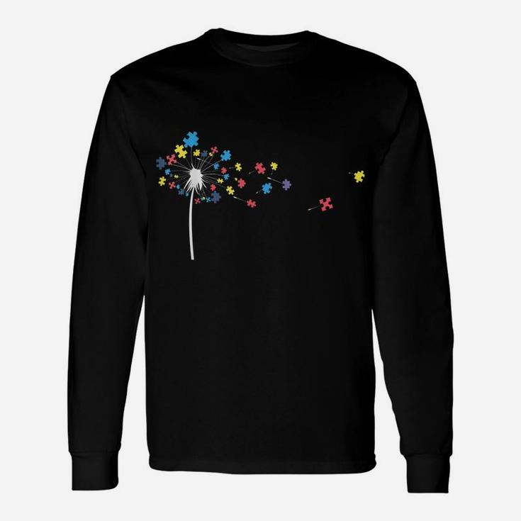 Dandelion Flower Puzzle Pieces Autism Awareness Shirts Gifts Unisex Long Sleeve