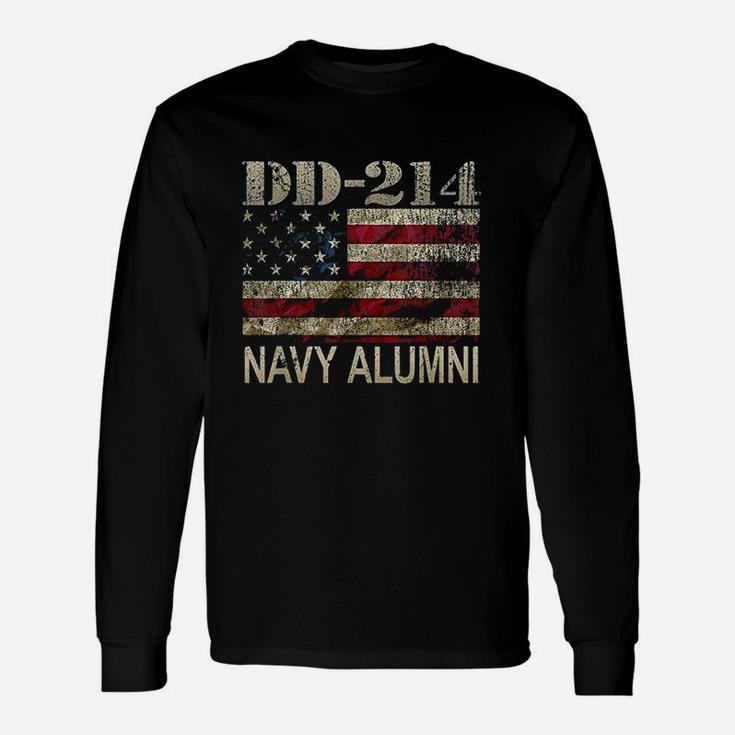Dd214 Us Navy Alumni Vintage American Flag Unisex Long Sleeve