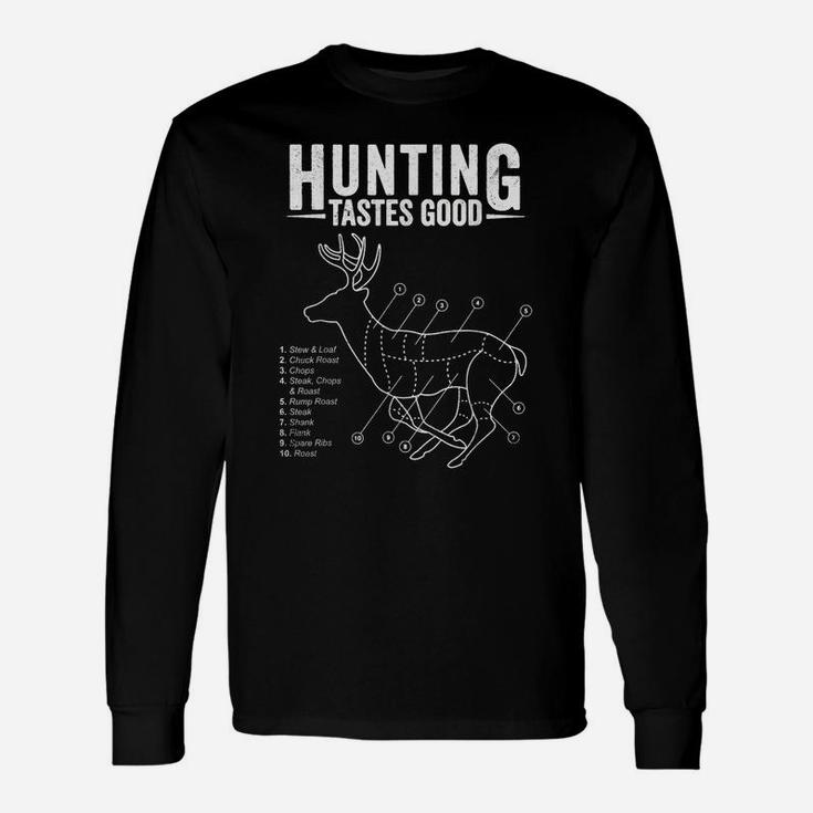 Deer Hunting Whitetail Buck Meat Cut Chart Funny Hunter Unisex Long Sleeve