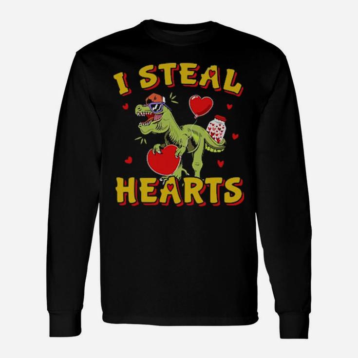 Dinosaurs Rex I Steal Hearts Valentines Day Long Sleeve T-Shirt