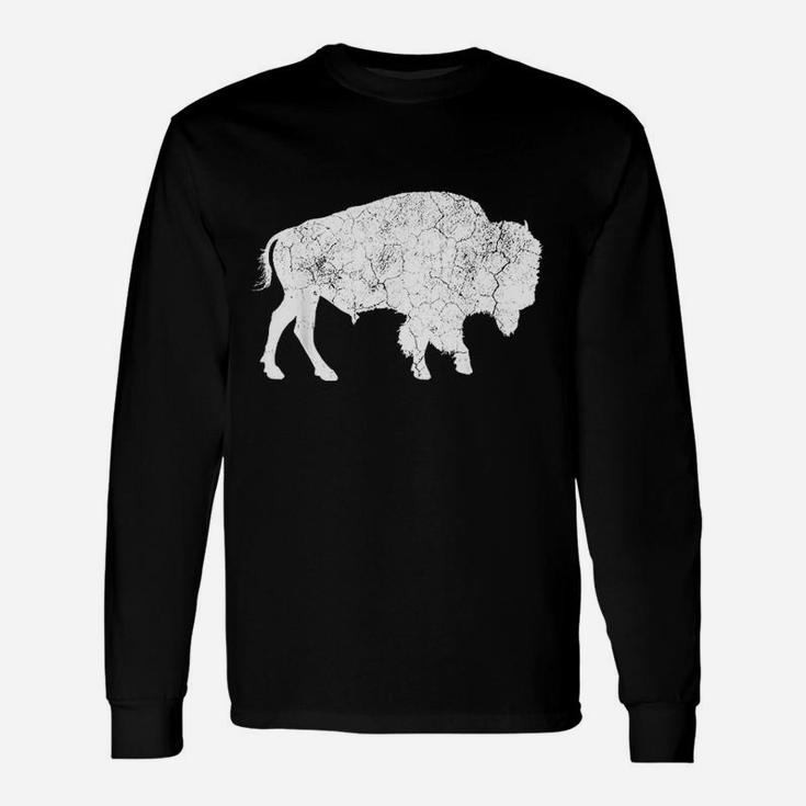 Distressed Buffalo Retro Bison Animal Lover Men Women Dad Unisex Long Sleeve