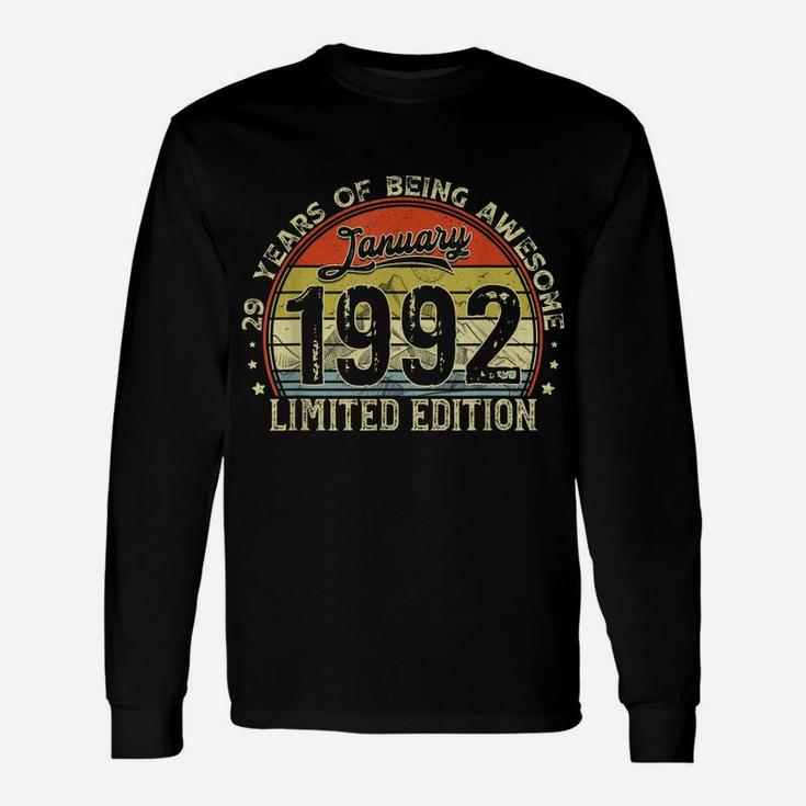 Distressed Retro January 1992 29Th Birthday Gift 29 Yrs Old Unisex Long Sleeve