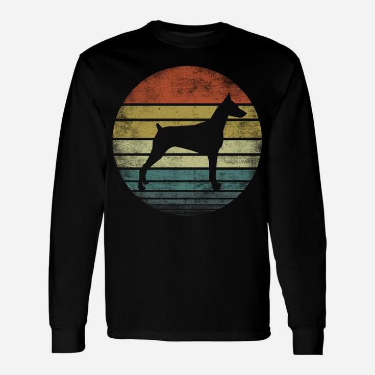 Doberman Lover Owner Gifts Retro Sunset Dog Silhouette Dad Unisex Long Sleeve