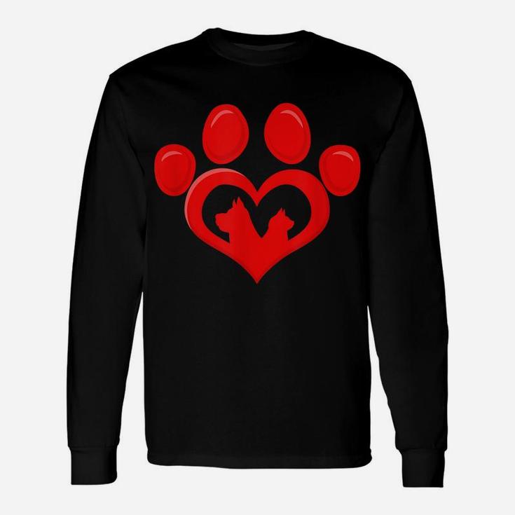 Dog And Cat Paw Love Heart For Dog And Cat Lovers Women's Unisex Long Sleeve