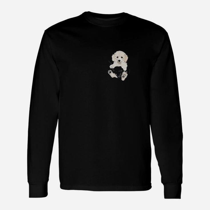 Dog Lovers Gifts White Poodle In Pocket Funny Dog Face Unisex Long Sleeve