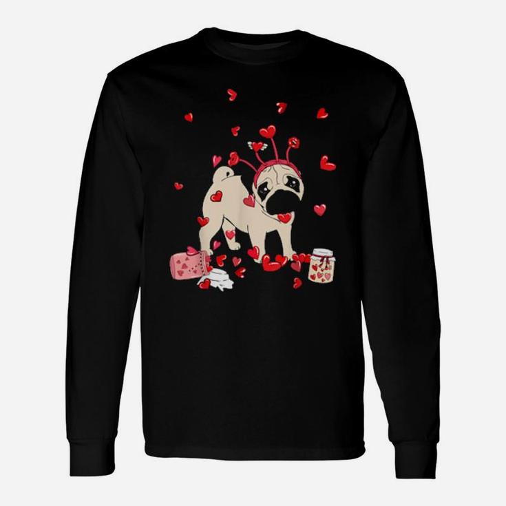 Dog Valentine Cute Pug Valentine's Day Long Sleeve T-Shirt