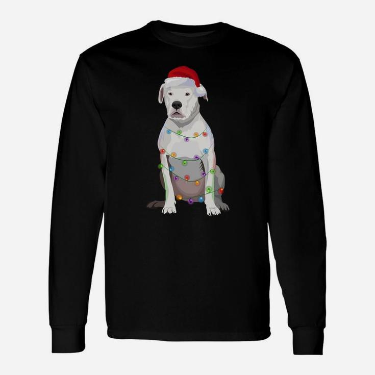 Dogo Argentino Christmas Lights Xmas Dog Lover Unisex Long Sleeve