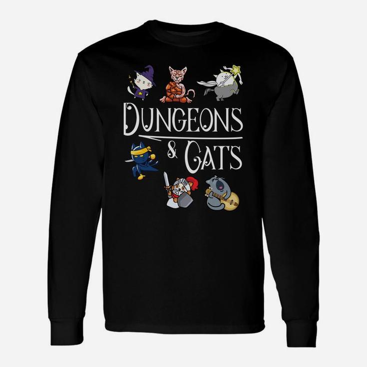 Dungeons And Cats Funny Dragon Cat Kitten Lover Kitty Gift Unisex Long Sleeve