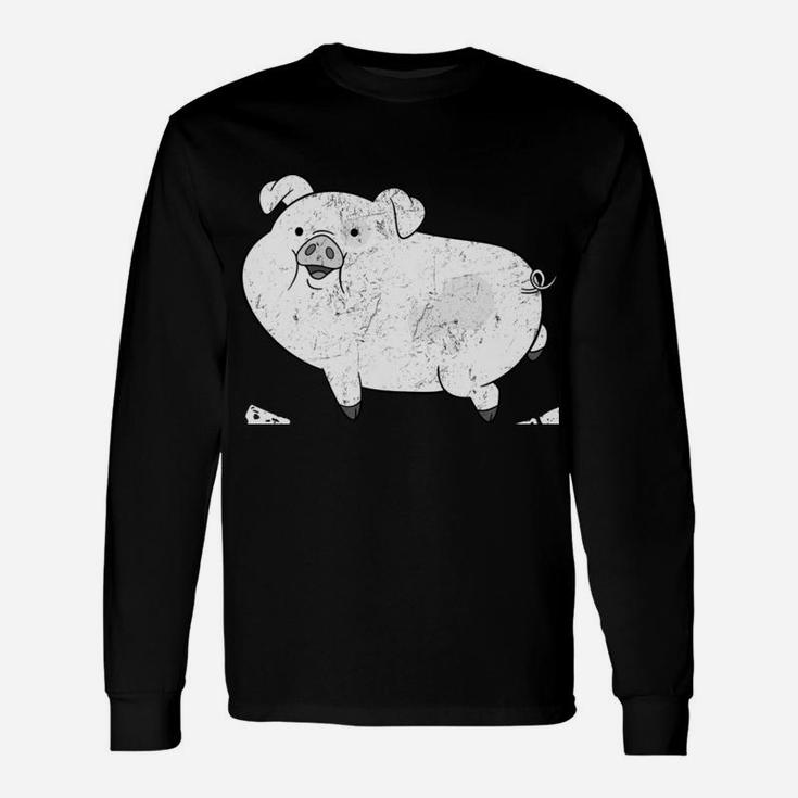 Easily Distracted By Pigs Tee Pig Farm Lover Gift Christmas Unisex Long Sleeve