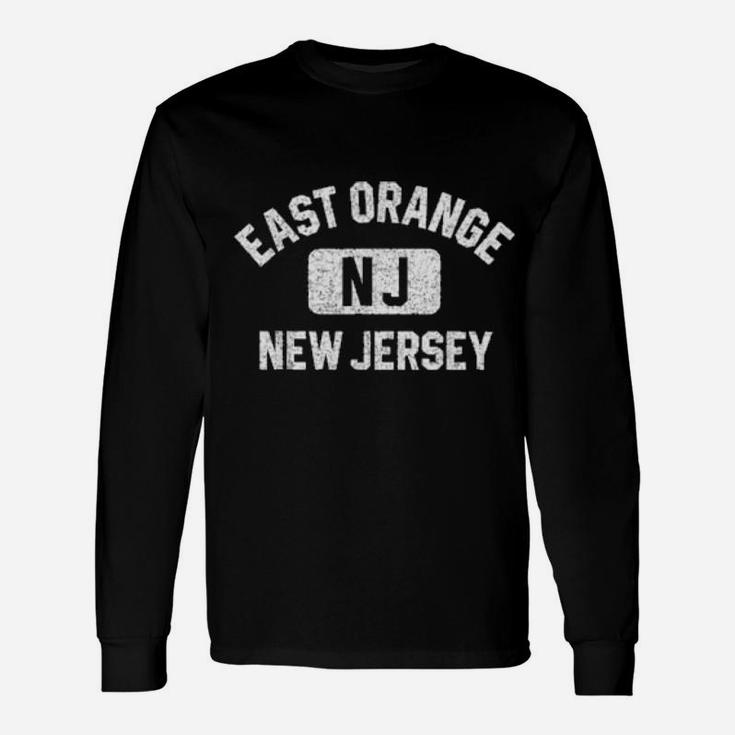 East Orange Nj New Jersey Gym Style Distressed White Print Long Sleeve T-Shirt