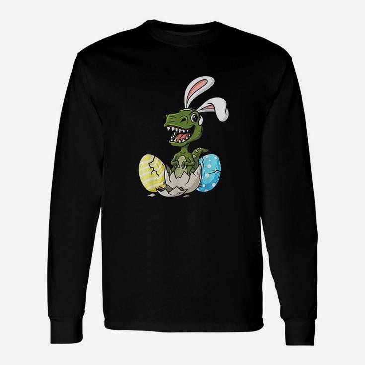 Easter Day T Rex With Bunny Ears Eggs Funny Unisex Long Sleeve
