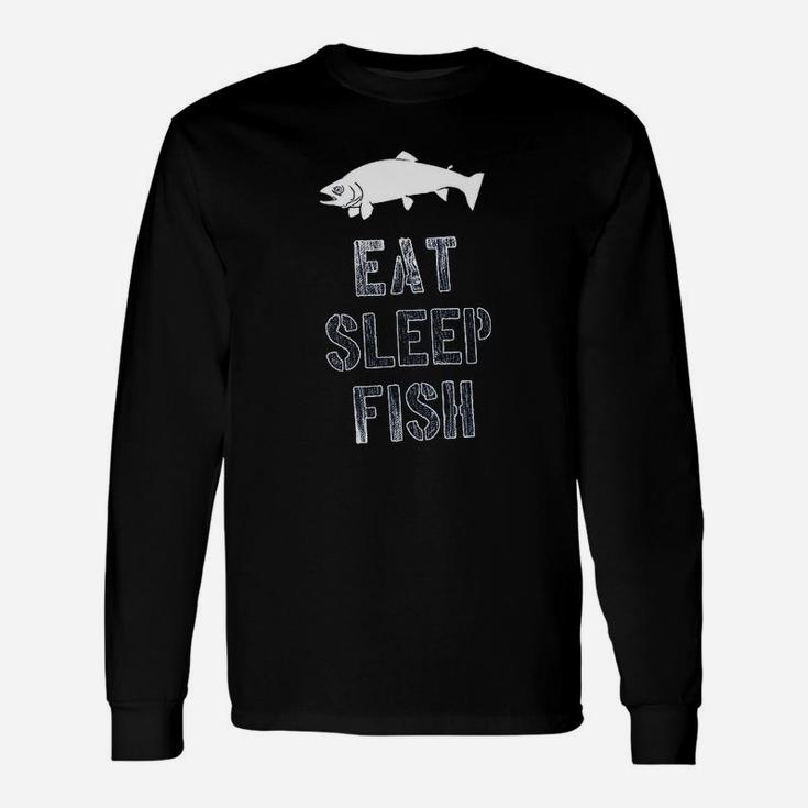 Eat Sleep Fish Funny Fishing Lover Gift For Dad Unisex Long Sleeve