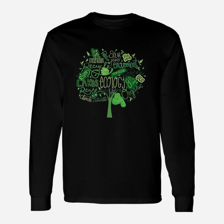 Ecology And Environmental With Green Tree Word Cloud Unisex Long Sleeve
