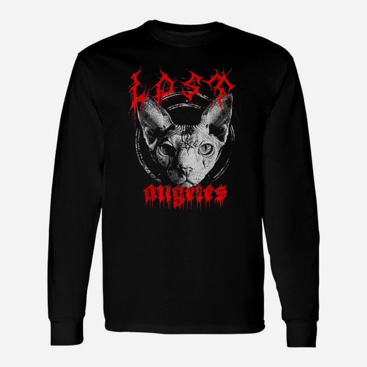 Edgy Gothic Clothing Sphynx Cat Lovers Occult Graphic Unisex Long Sleeve