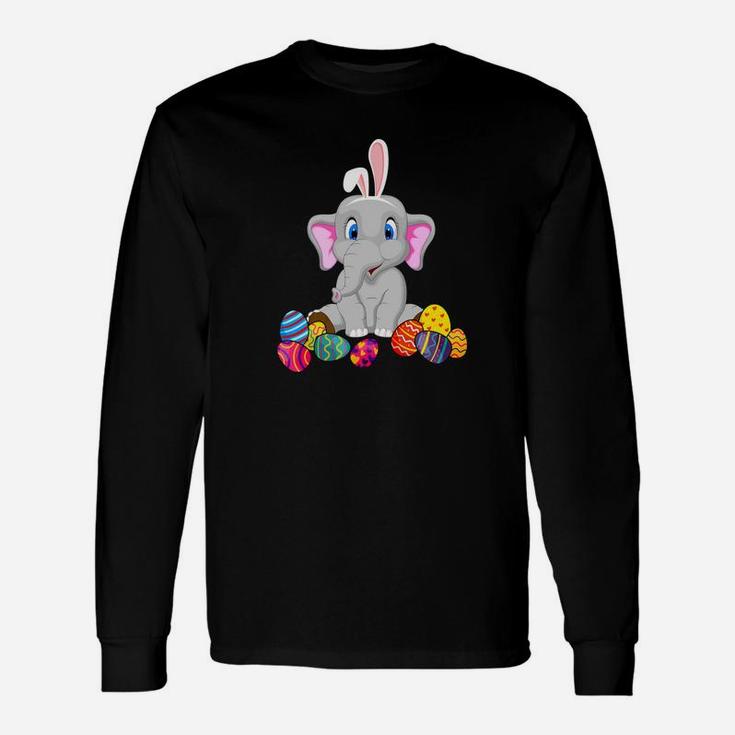 Elephant Bunny Ear With Egg Easter Easter Day Long Sleeve T-Shirt