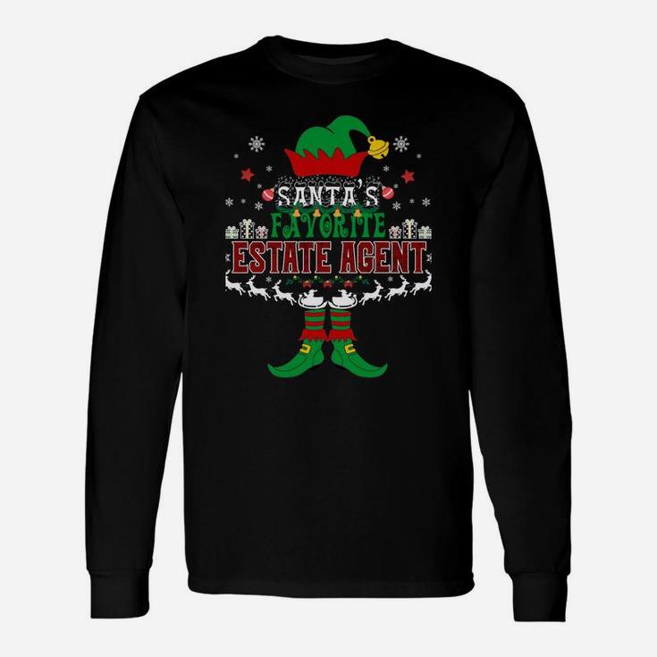 Elf Xmas Santa's Favorite Estate Agent Ugly Sweater Funny Sweatshirt Unisex Long Sleeve