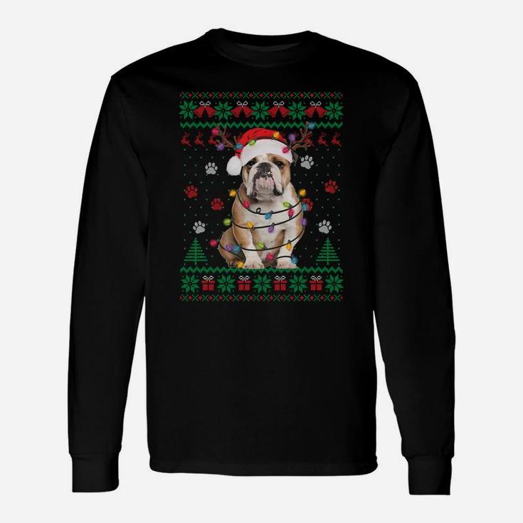 English Bulldog Christmas Lights Santa Dog Lover Ugly Sweate Sweatshirt Unisex Long Sleeve