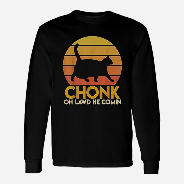 Fat Cats Chonk Oh Lawd He Comin Vintage Retro Sunset Unisex Long Sleeve
