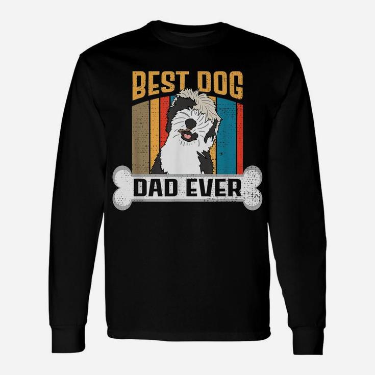 Fathers Day Sheepadoodle Dog Lover Shirt Best Dog Dad Ever Unisex Long Sleeve