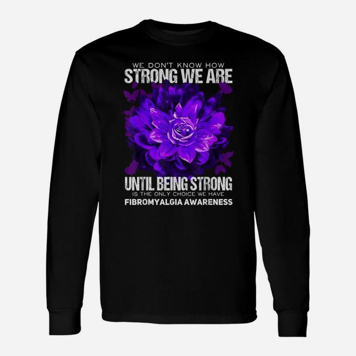 Fibromyalgia Awareness Strong Warrior Flower Purple Ribbon Unisex Long Sleeve