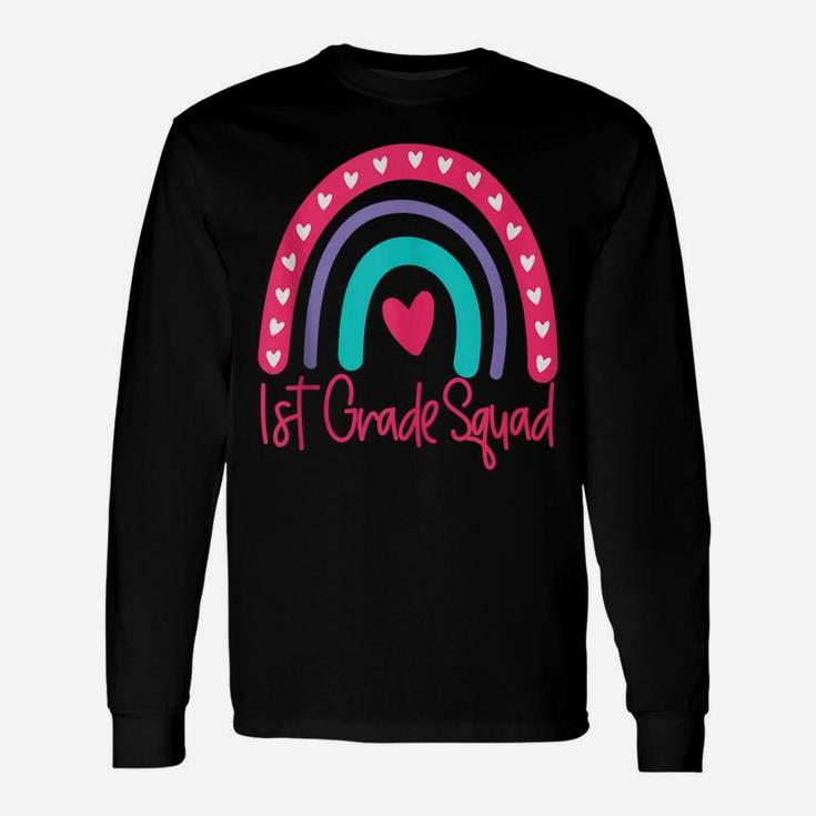 First 1St Grade Squad Back To School Day Boho Rainbow Funny Unisex Long Sleeve