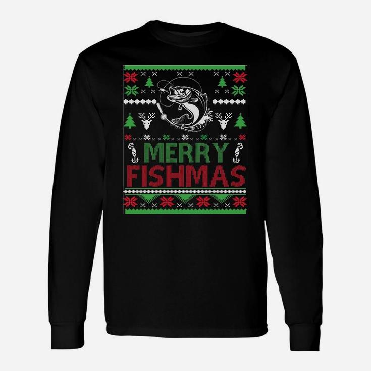 Fishing Ugly Christmas Apparel Bass Fish, Merry Fishmas Sweatshirt Unisex Long Sleeve
