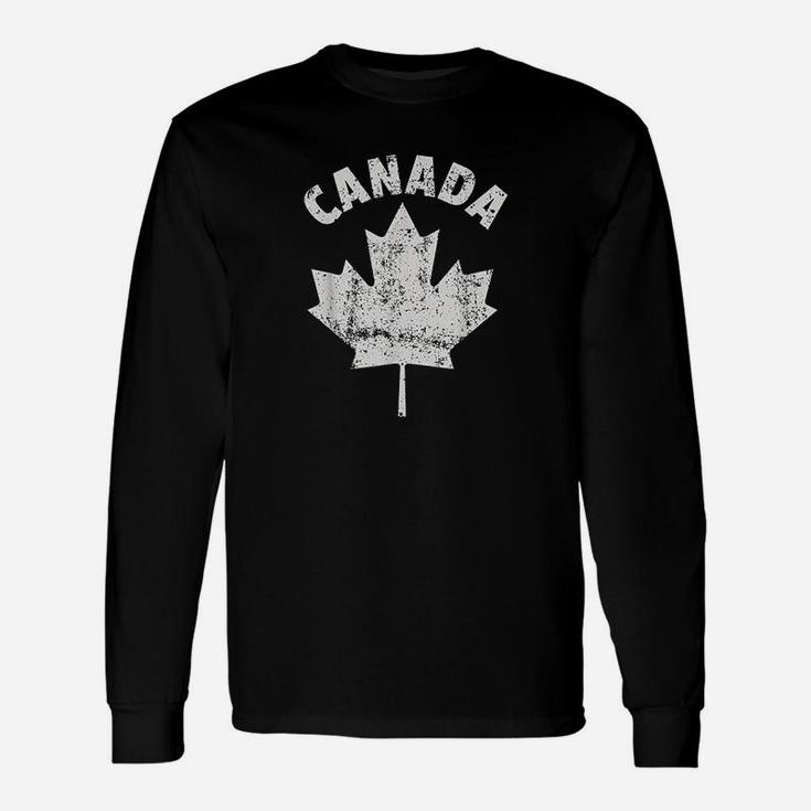 Flag Of Canada Fathers Day Canadian Leaf Vintage Unisex Long Sleeve