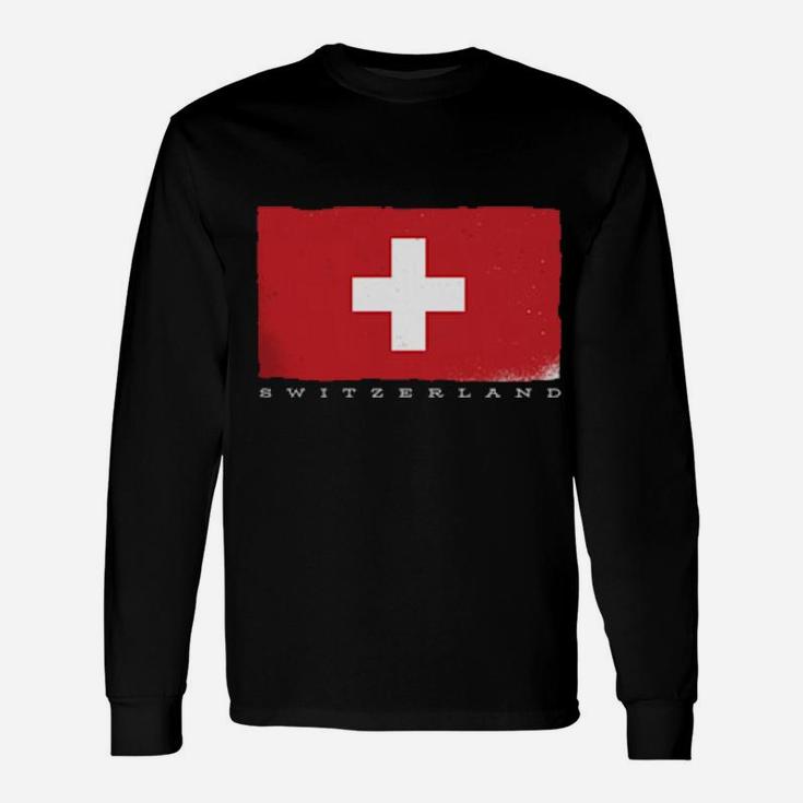Flag Of Switzerland Grunge Distressed Swiss Long Sleeve T-Shirt