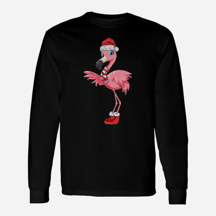Flamingo Christmas Gift Xmas Santa Claus Pink Cute Flamingo Unisex Long Sleeve