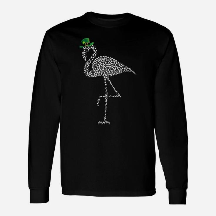 Flamingo St Patricks Day Irish Green Shamrock Long Sleeve T-Shirt