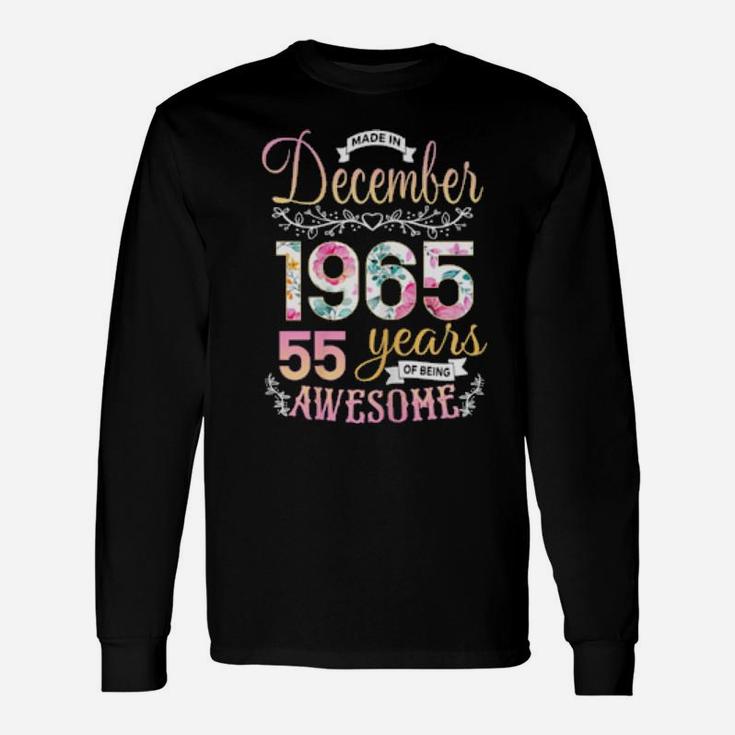 Floral 55 Birthday Made In December 1965 55 Years Old Long Sleeve T-Shirt
