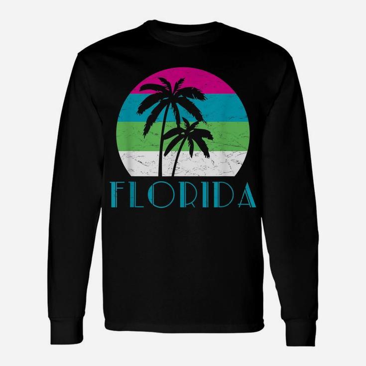 Florida Vacation Vintage Retro Sun And Palm Tree Unisex Long Sleeve