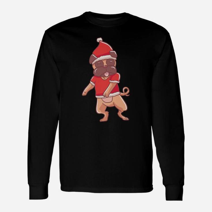Flossing Santa Pug Dog Funny Ugly Christmas Shirt Gift Unisex Long Sleeve