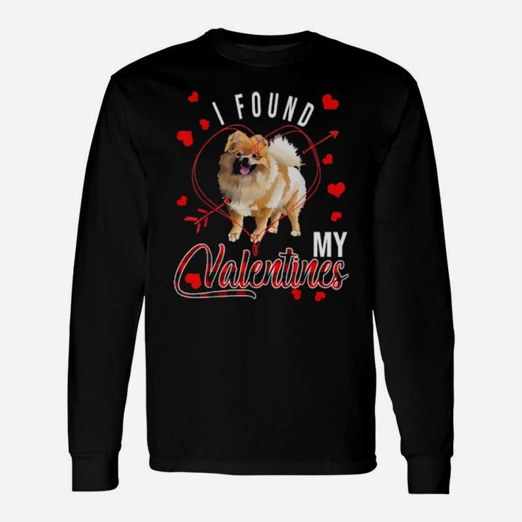 I Found My Valentines Red Plaid Pomeranian Dog Long Sleeve T-Shirt