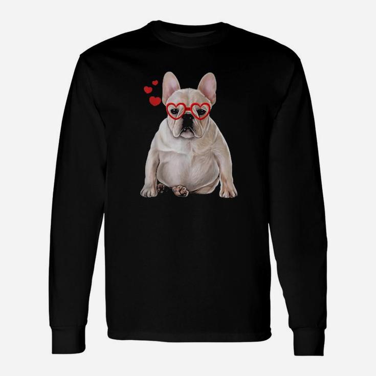 French Bulldog Cute Dog Valentine Heart Long Sleeve T-Shirt