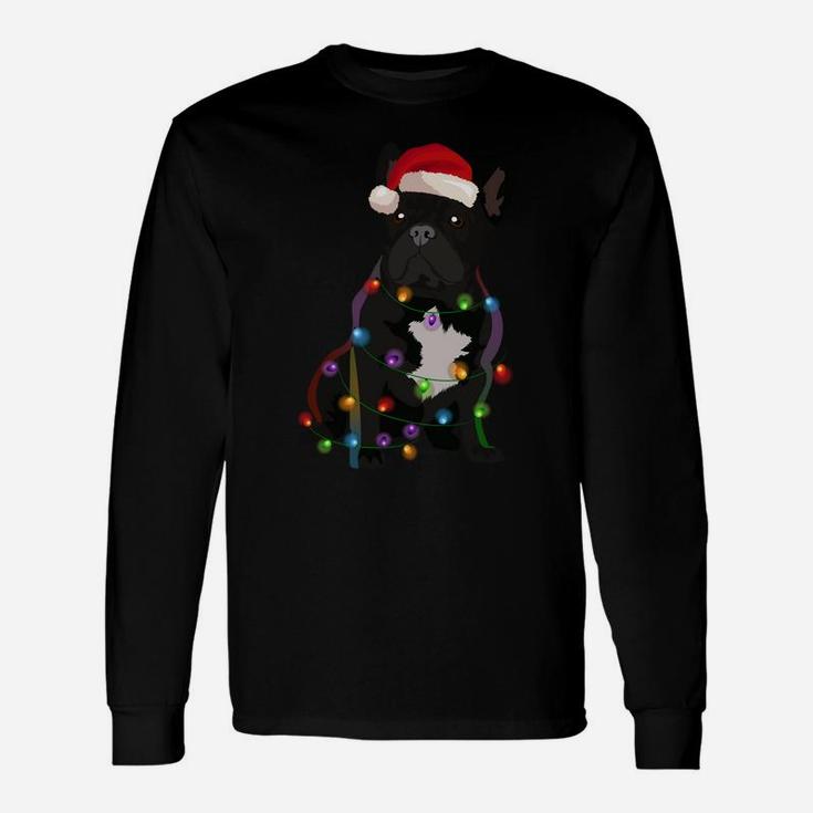 French Bulldog Frenchie Christmas Lights Xmas Dog Lover Sweatshirt Unisex Long Sleeve