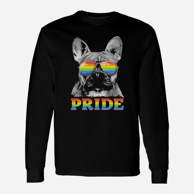 French Bulldog Gay Pride Lgbt Rainbow Flag Long Sleeve T-Shirt