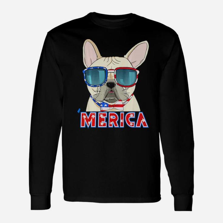 French Bulldog Merica 4Th Of July Usa Dog Puppy Long Sleeve T-Shirt