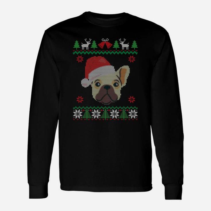 French Bulldog Santa Ugly Christmas Sweatshirt Holiday Dog Unisex Long Sleeve