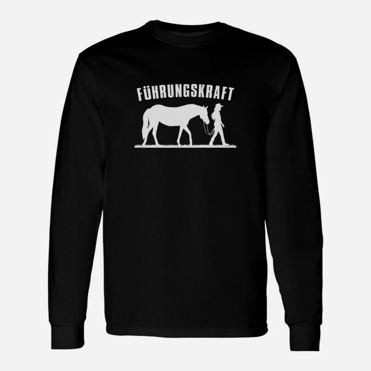 Führungskraft Lustiges Schwarzes Langarmshirts mit Pferd-Mensch-Motiv