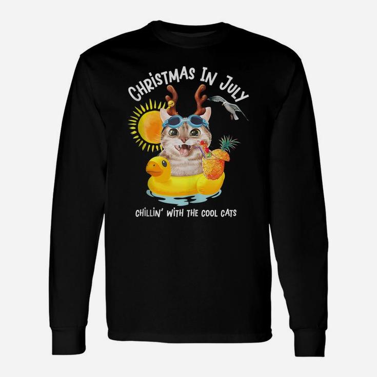 Funny Cat, Christmas In July, Cat Lovers Unisex Long Sleeve