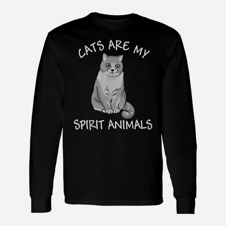 Funny Cats Are My Spirit Animals Gift For Cat Lovers Unisex Long Sleeve