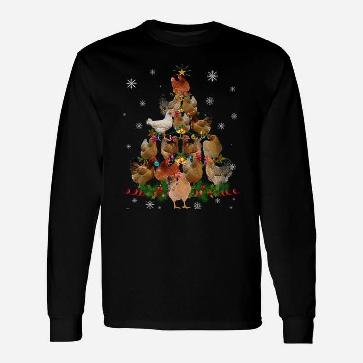 Funny Chicken Christmas Tree Pet Chicken Lover Christmas Sweatshirt Unisex Long Sleeve
