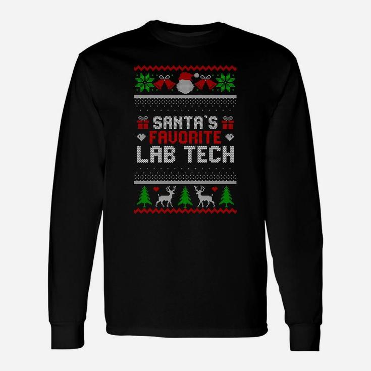 Funny Christmas Holiday Festive Santa's Favorite Lab Tech Unisex Long Sleeve