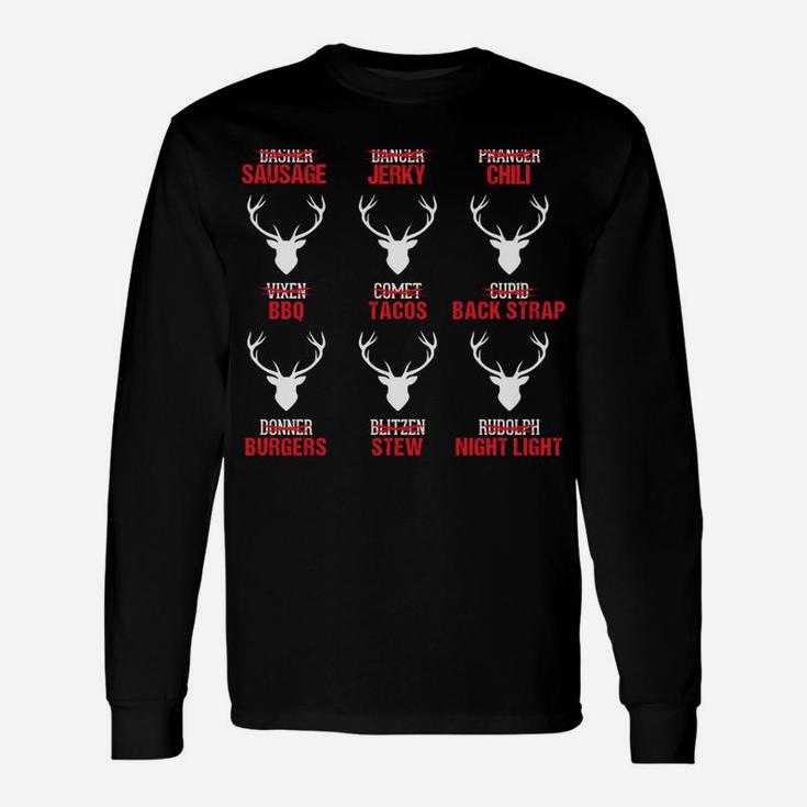 Funny Christmas Reindeer Hunter Deer Meat Hunting Gifts Unisex Long Sleeve