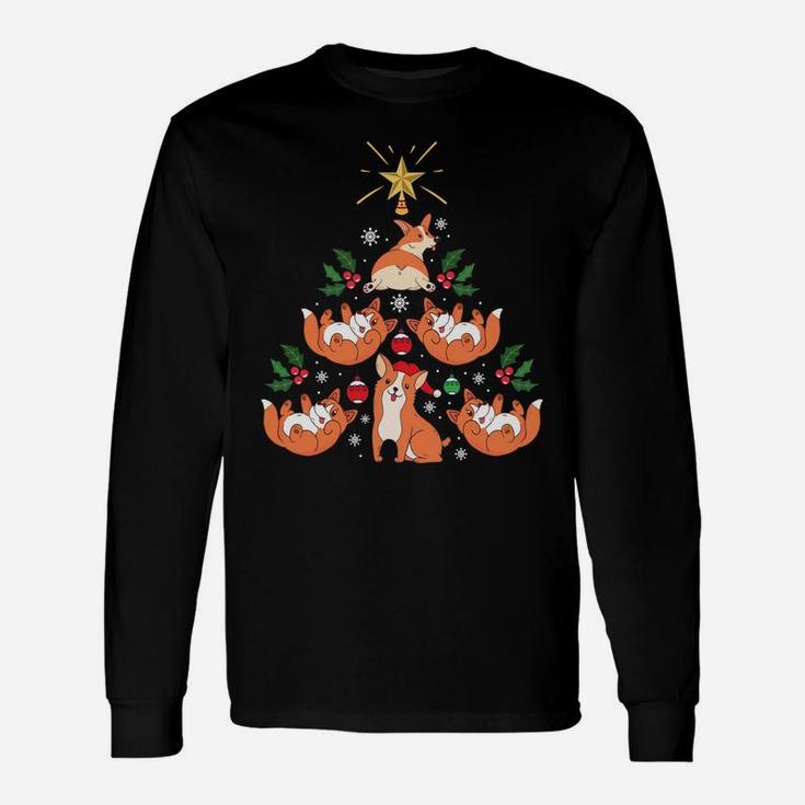 Funny Corgi Christmas Tree Clothing Holiday Gift Dog Lover Sweatshirt Unisex Long Sleeve